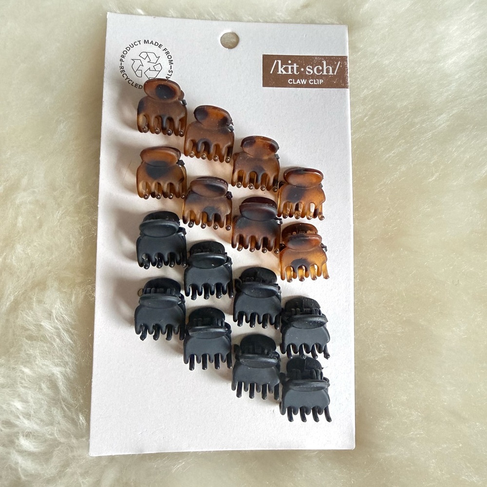 Kitsch Mini Claw Clip Set 16pc- Black and Brown